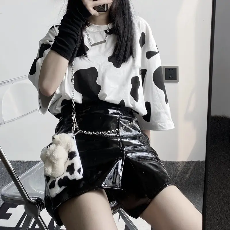 Cow Print Loose T-Shirt Unisex Bf Style 2026 - Image 6