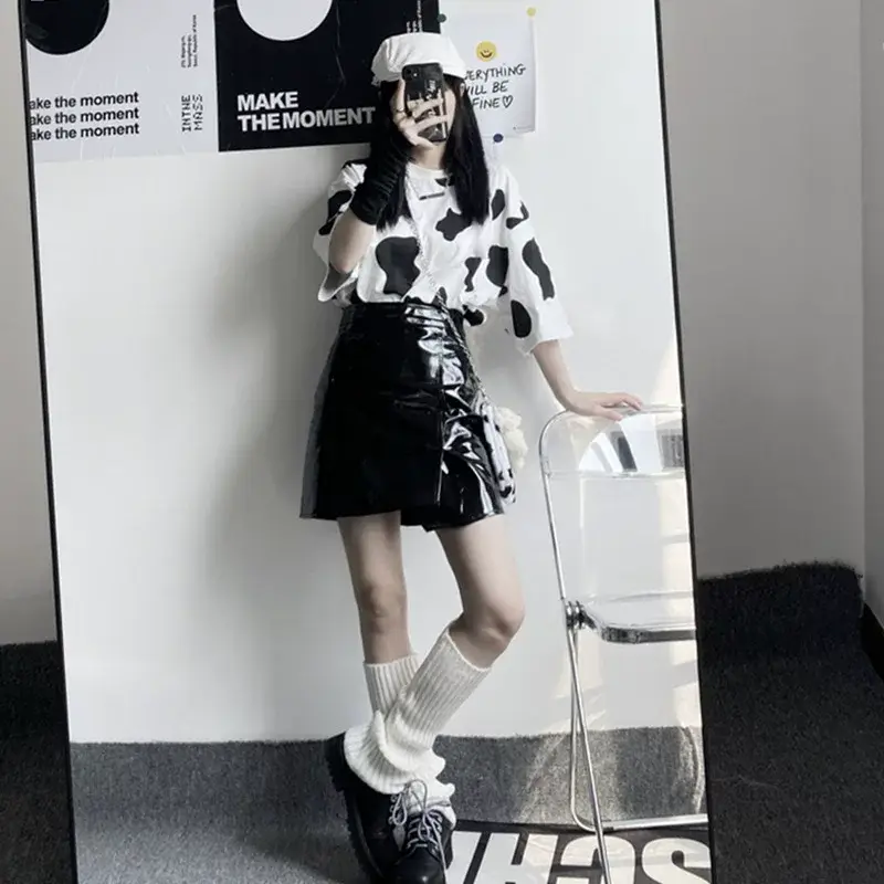 Cow Print Loose T-Shirt Unisex Bf Style 2026 — feature 5