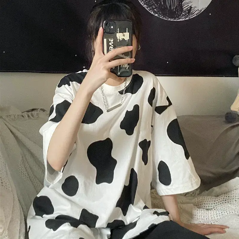 Cow Print Loose T-Shirt Unisex Bf Style 2026 — feature 6