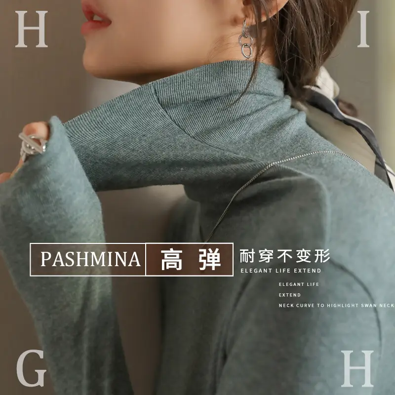 Women's Blue Collar Turtleneck Shirt for Women Autumn Winter Slim Fit - Image 15
