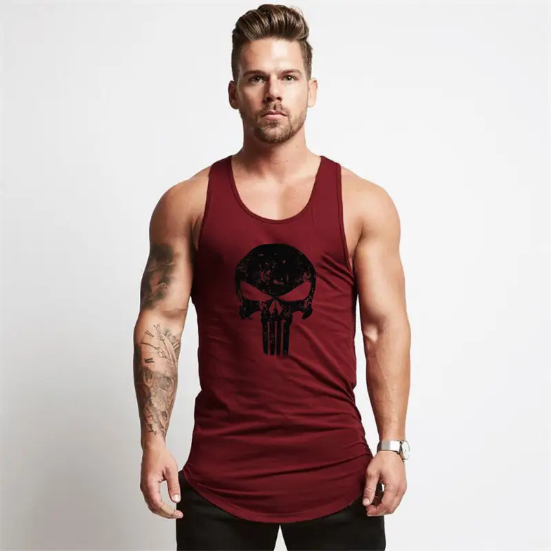 Men Pure Cotton Skull Vest White Gym Wear - Image 4