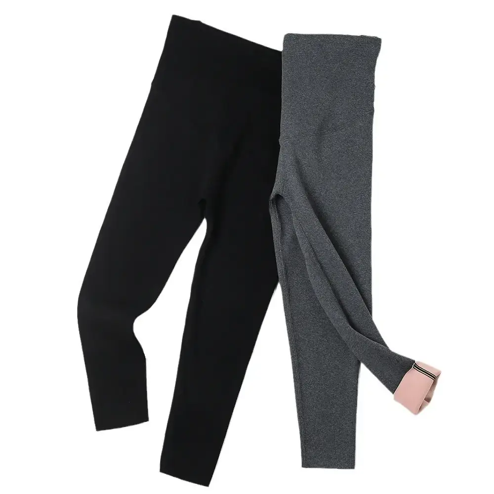 Pregnant Women's Black Fleece Leggings Plus Size - Image 11