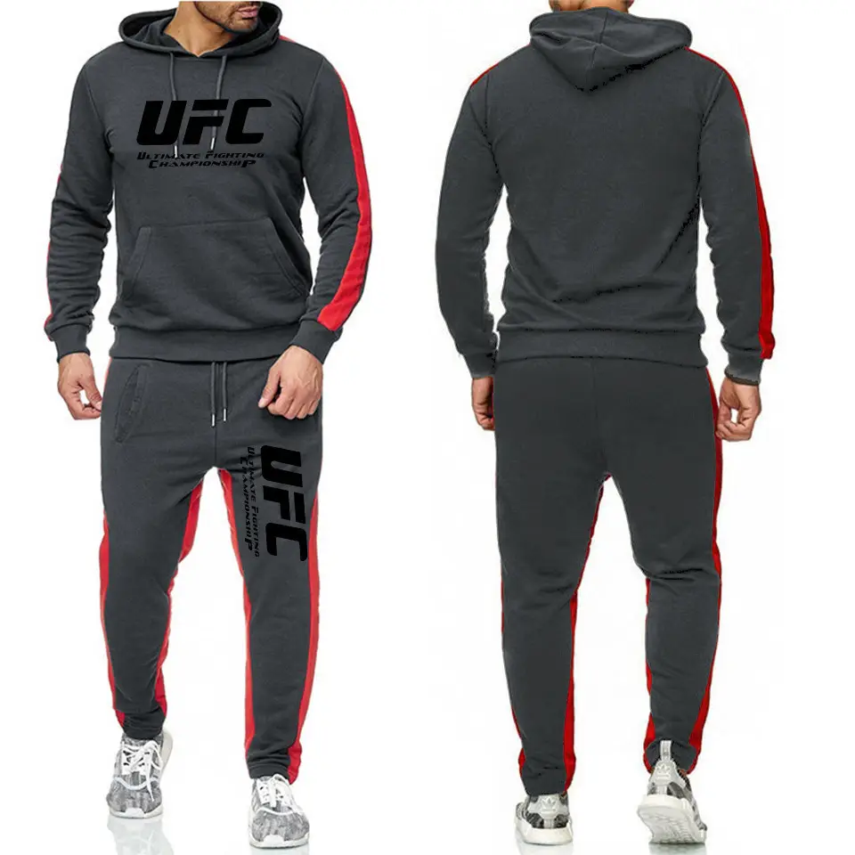 UFC Men Hooded Sweatshirt Track Suit Black Red Spring Autumn - Image 4
