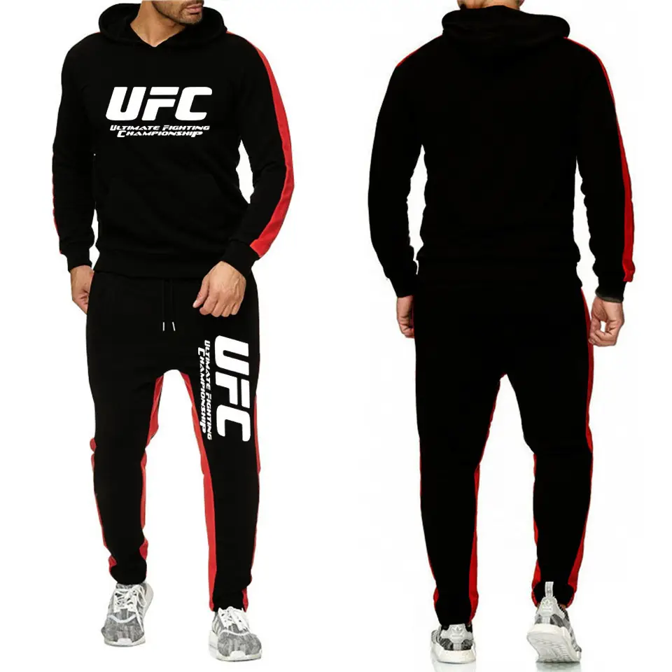 UFC Men Hooded Sweatshirt Track Suit Black Red Spring Autumn - Image 5