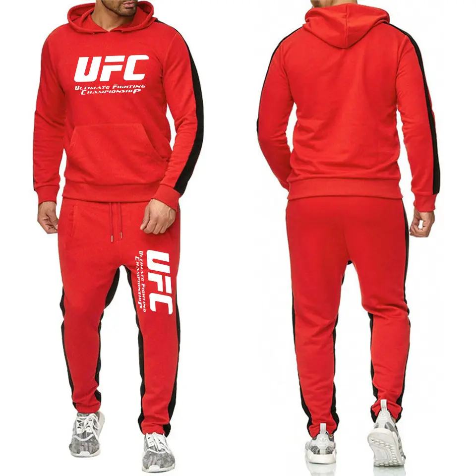 UFC Men Hooded Sweatshirt Track Suit Black Red Spring Autumn - Image 6