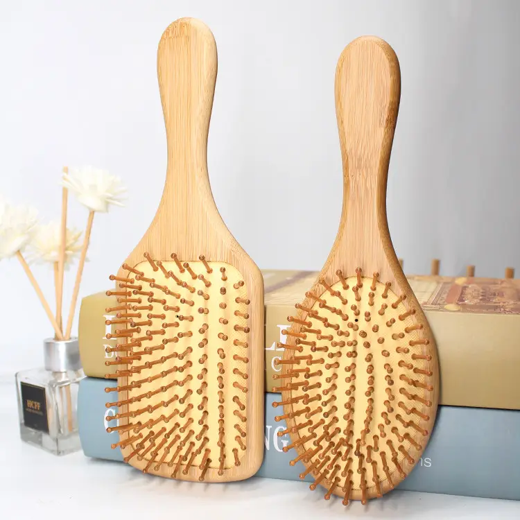 Bamboo Hair Brush for Scalp Massage & Curling - Image 4