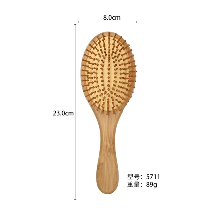 Bamboo Hair Brush for Scalp Massage & Curling - Image 2