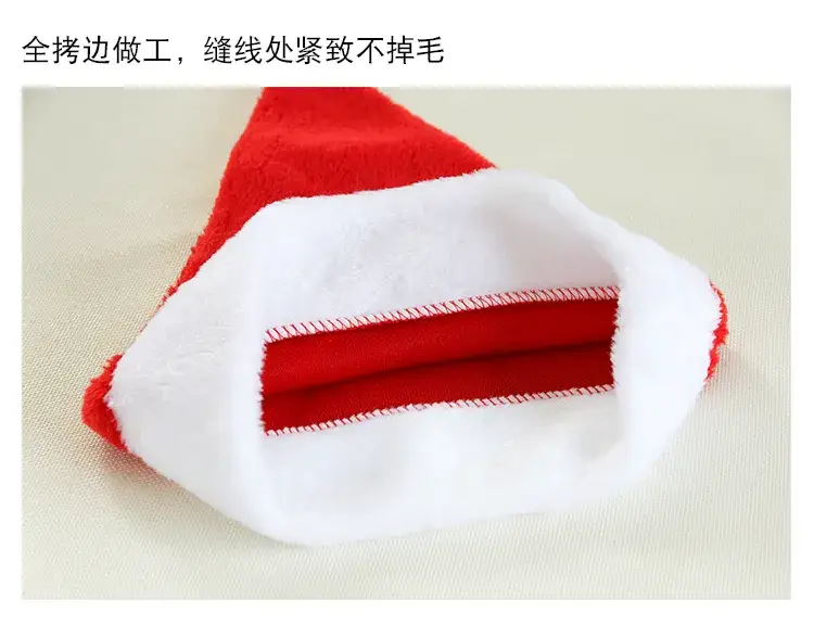 Red Plush Christmas Hat with White Trim and Tassel