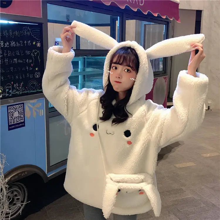 Women's 2020 Hooded Wool Coat with Rabbit Embroidery - Image 4