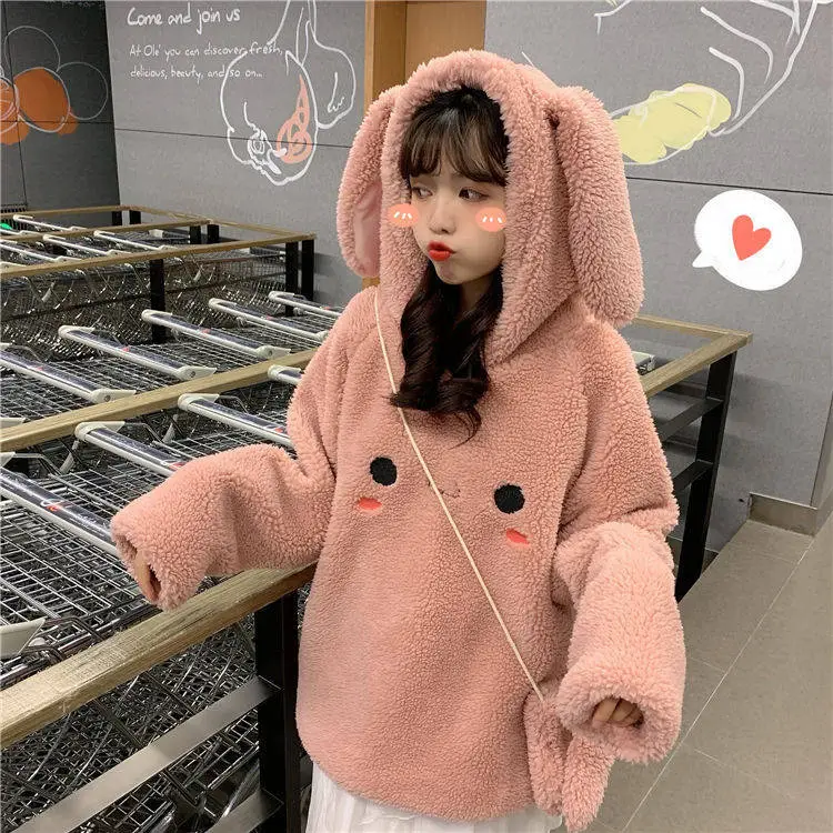Women's 2020 Hooded Wool Coat with Rabbit Embroidery - Image 2