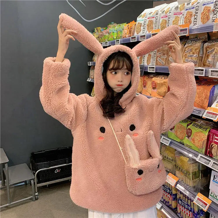 Women's 2020 Hooded Wool Coat with Rabbit Embroidery - Image 5