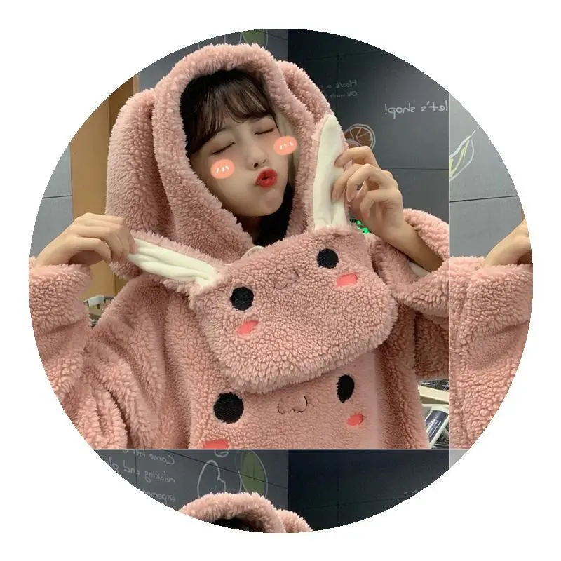 Women's 2020 Hooded Wool Coat with Rabbit Embroidery - Image 6