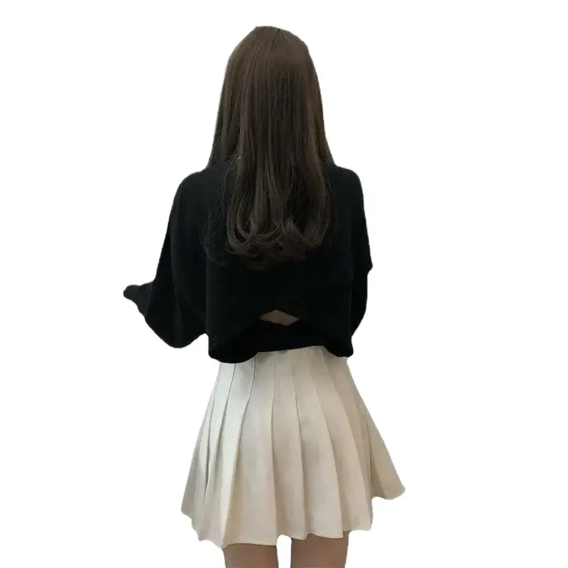 Women Loose Sleeve Sweatshirt Set White Black