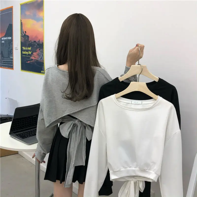 Women Loose Sleeve Sweatshirt Set White Black — feature 14