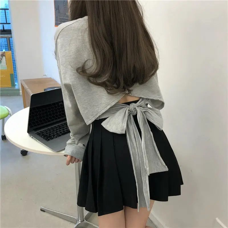 Women Loose Sleeve Sweatshirt Set White Black — feature 15