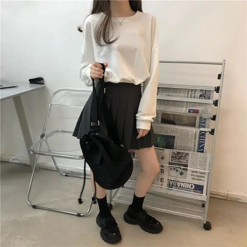 Women Loose Sleeve Sweatshirt Set White Black — feature 16