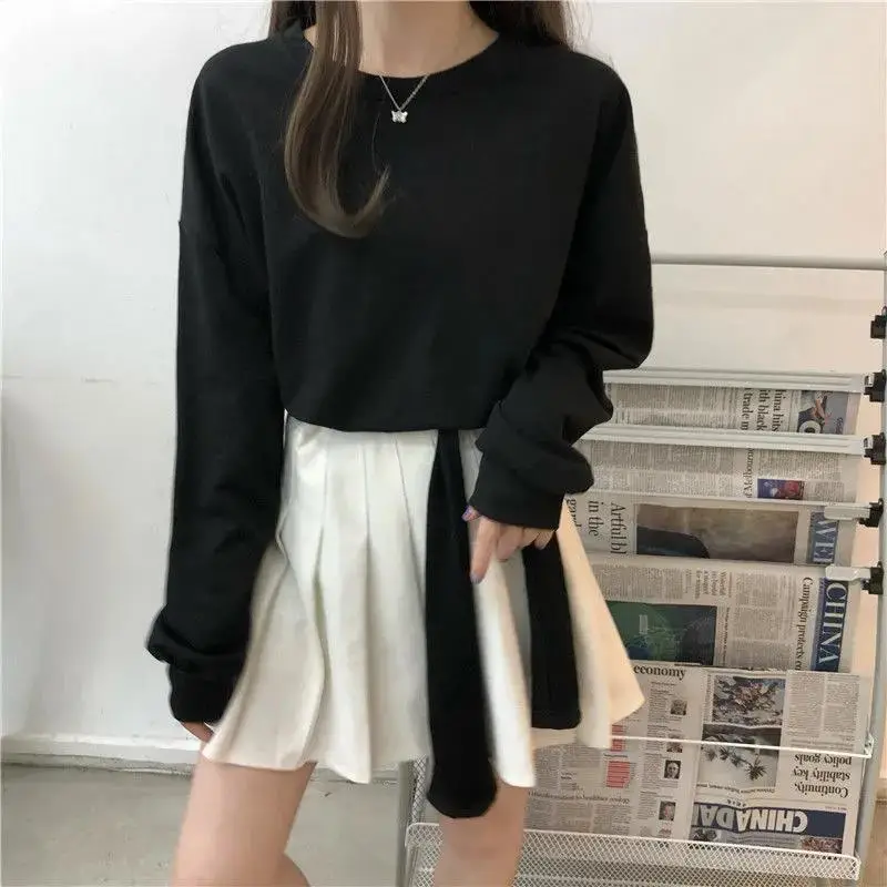 Women Loose Sleeve Sweatshirt Set White Black — feature 22