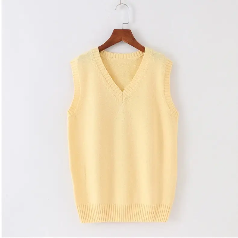 Women V Neck Jk Vest Yellow Sleeveless - Image 8