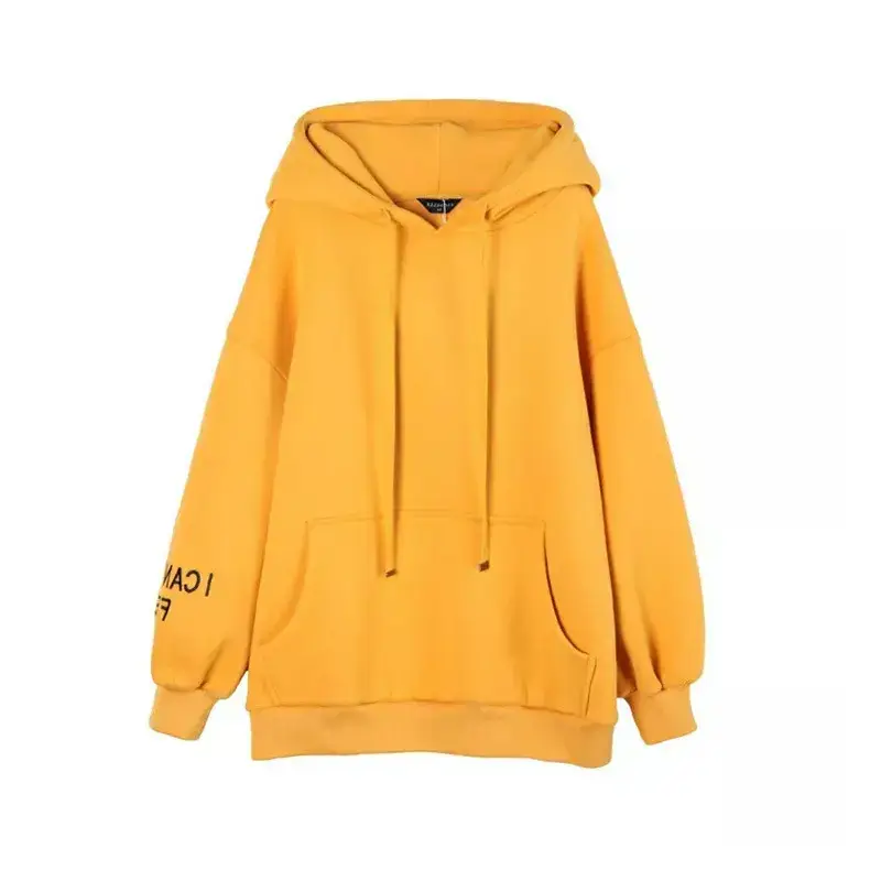 Women Red Hooded Sweatshirt Long Sleeve Fleece Winter - Image 8