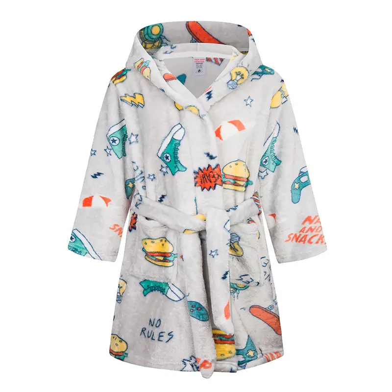New Kids Space Printed Fleece Nightgown Blue