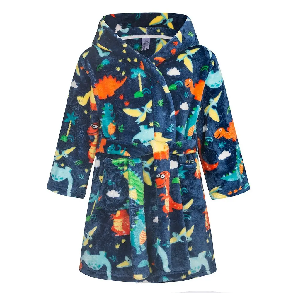 New Kids Space Printed Fleece Nightgown Blue