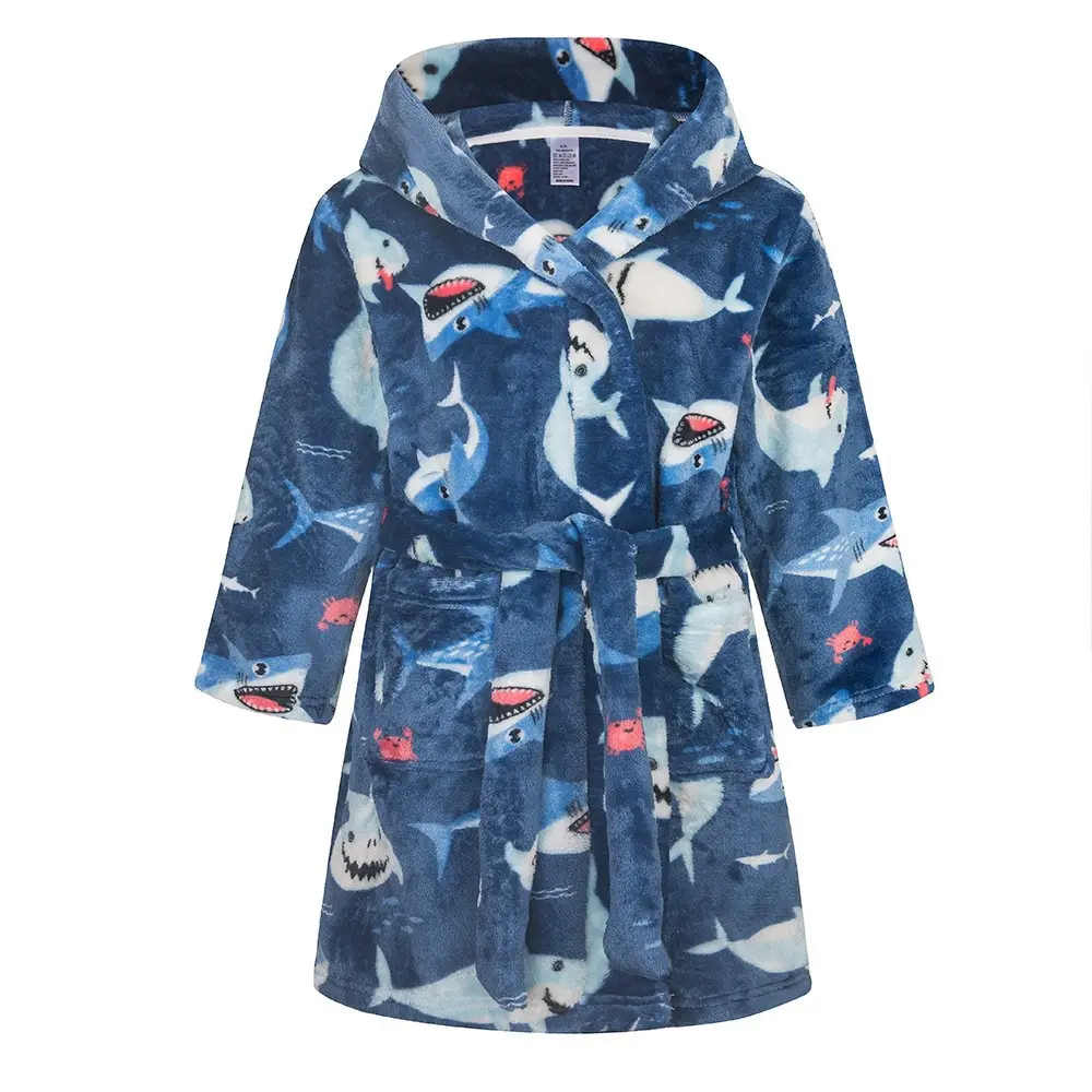 New Kids Space Printed Fleece Nightgown Blue