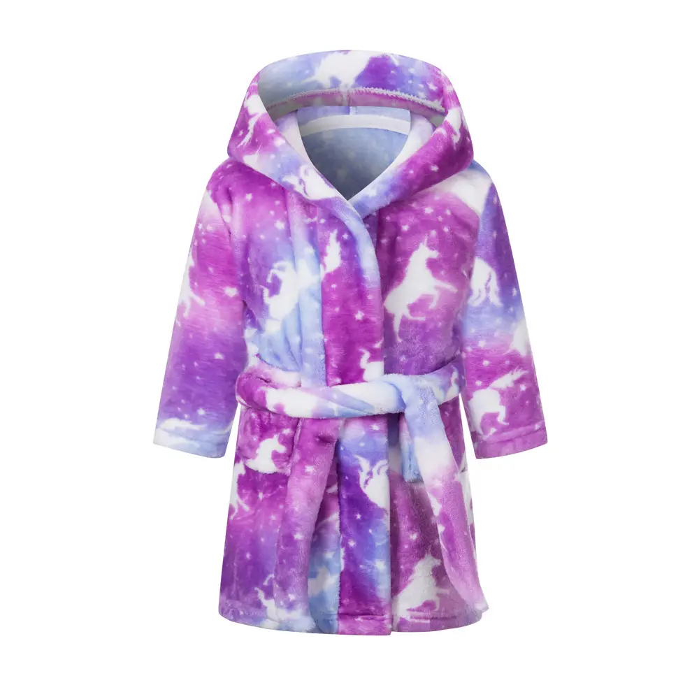 New Kids Space Printed Fleece Nightgown Blue