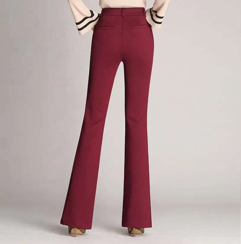 Black Flared High Waist Women's Pants Plus Size - Image 5