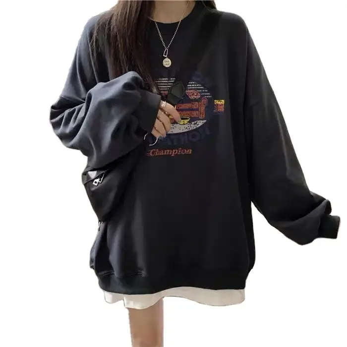 Women 2025 Hooded Sweatshirt Set Light Grey Loose Fit