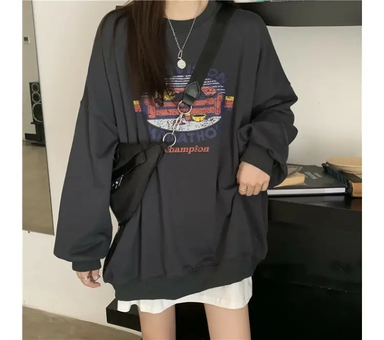 Women 2025 Hooded Sweatshirt Set Light Grey Loose Fit — feature 5