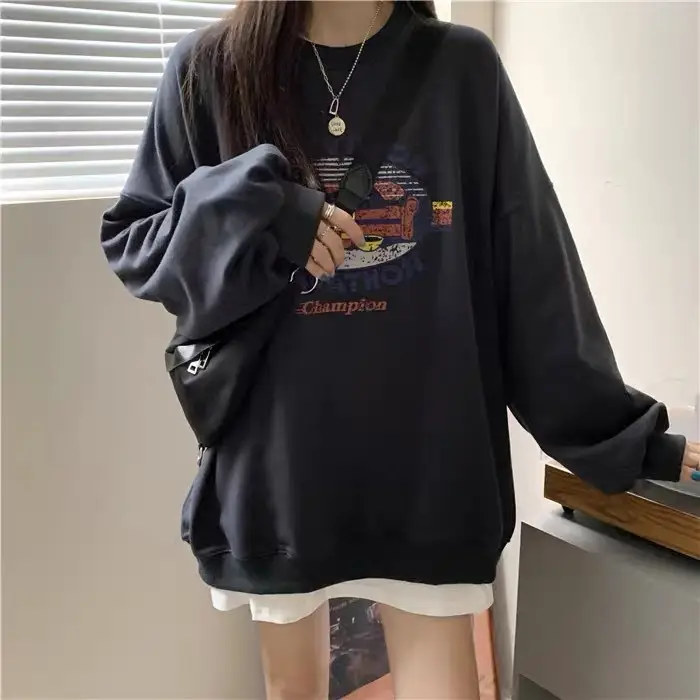 Women 2025 Hooded Sweatshirt Set Light Grey Loose Fit