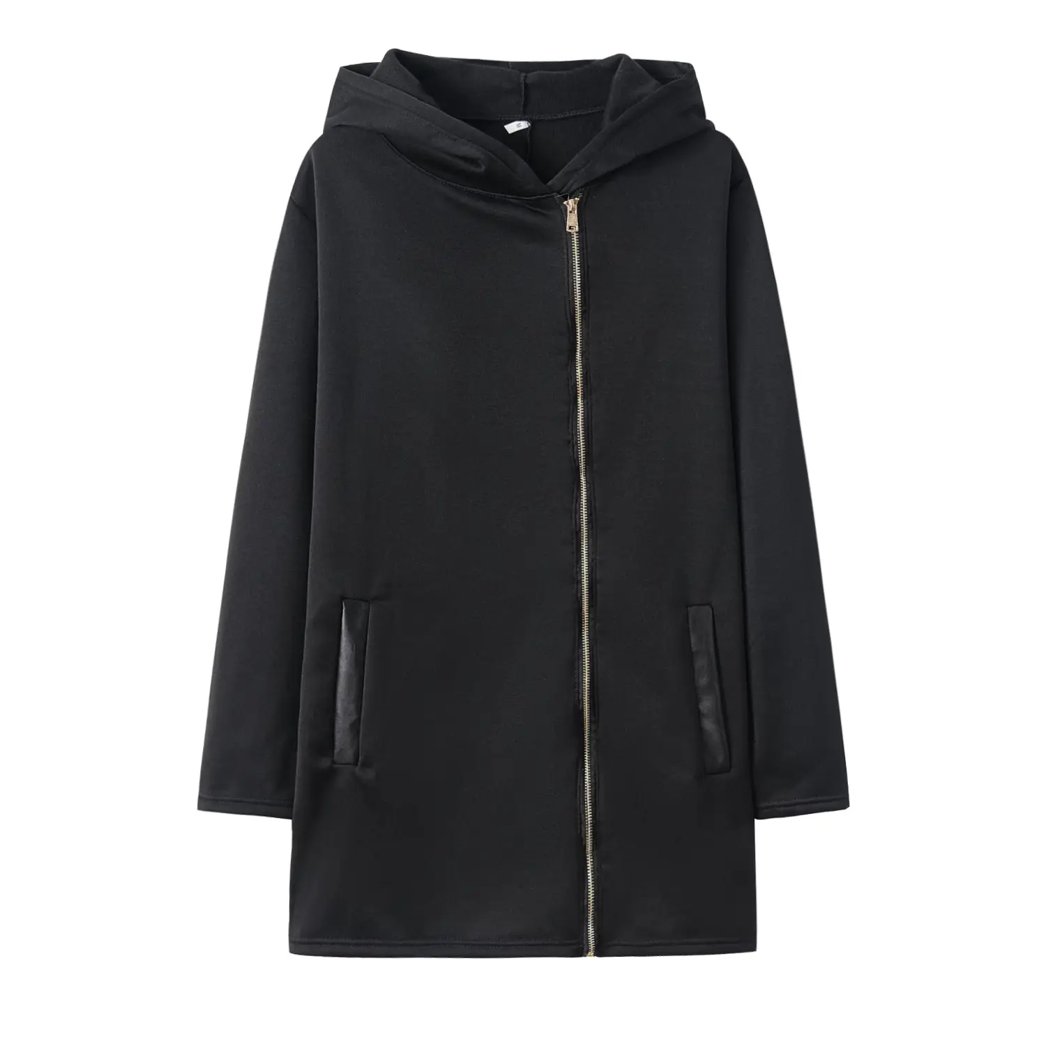 Women Grey Side Zipper Hooded Jacket