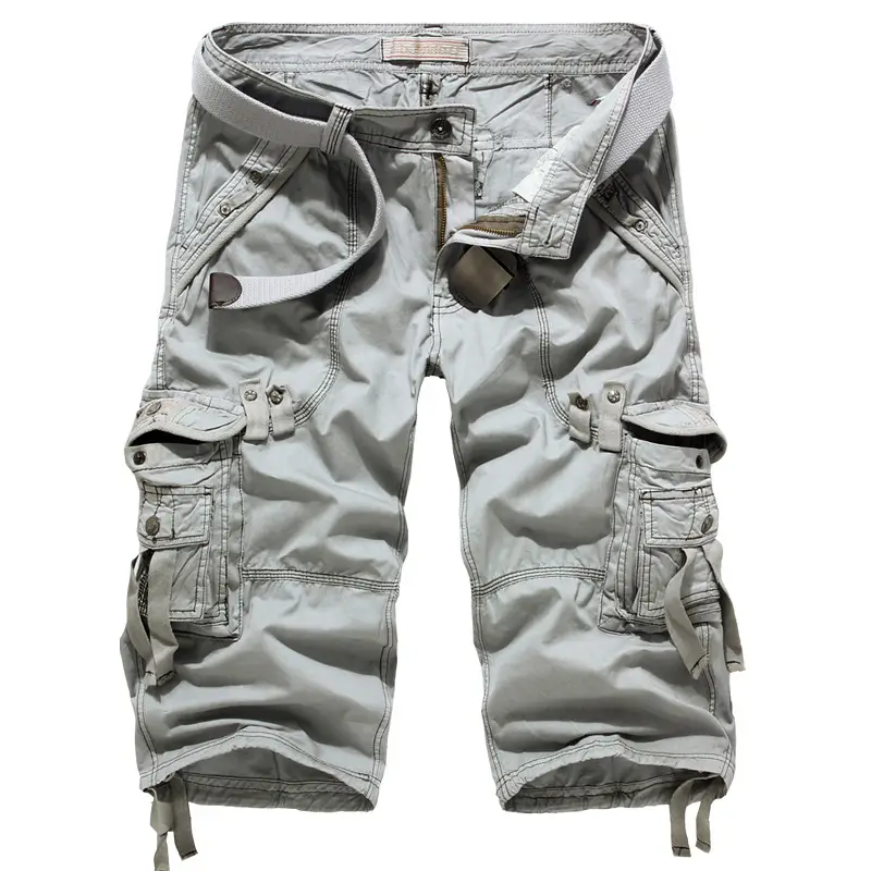 Men's Multi-Pocket Cargo Pants Grey Plus Size