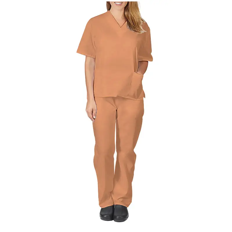 Nursing Work Suit V-Neck Pocket Two Piece Blue - Image 10