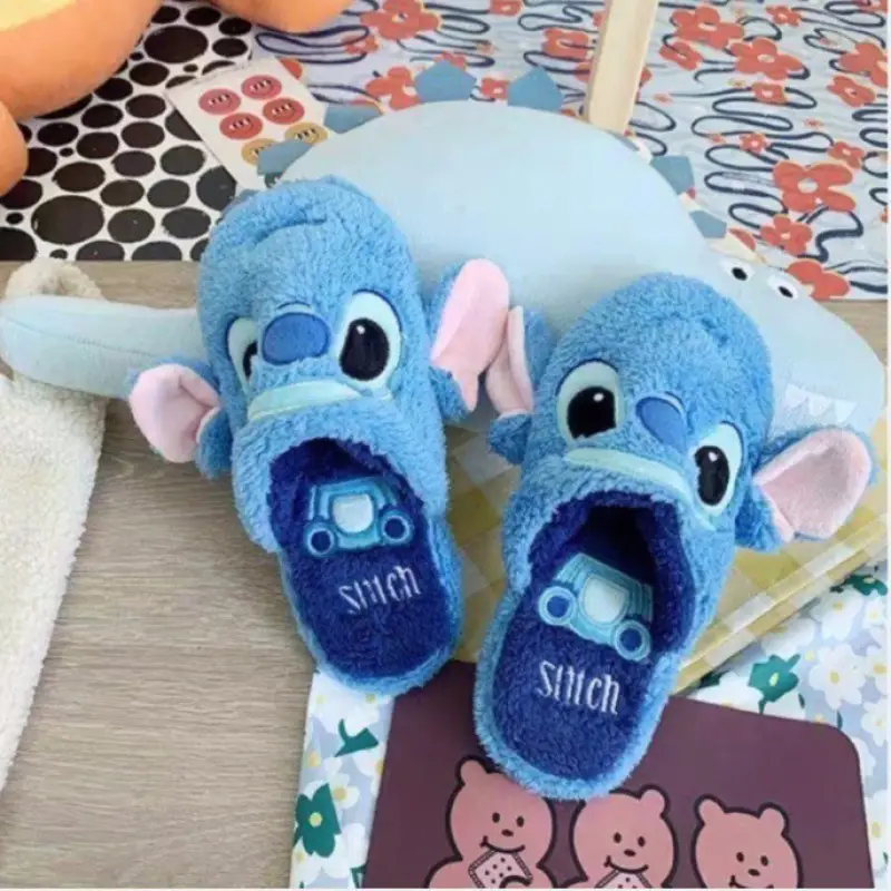 Autumn and Winter Cartoon Stitch Z-Zai Cotton Slippers Donald Y Duck Home Indoor Plush Warm Couple Slippers for Men and Women - Image 2