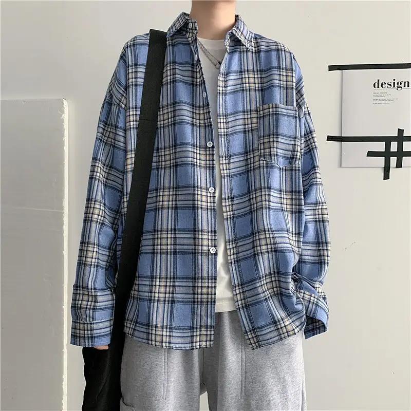 Men Plaid Long Sleeve Shirt Autumn Casual Wear - Image 5