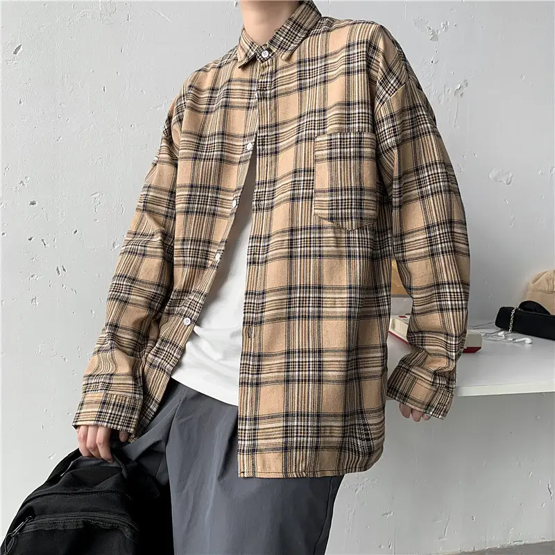 Men Plaid Long Sleeve Shirt Autumn Casual Wear - Image 7