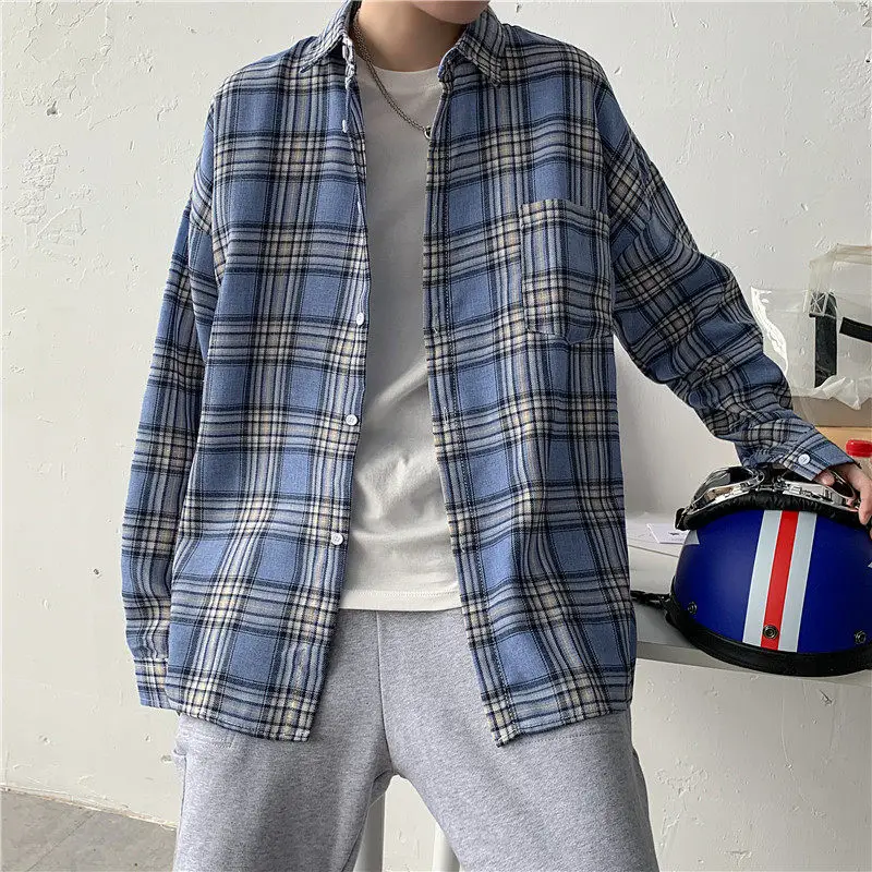 Men Plaid Long Sleeve Shirt Autumn Casual Wear - Image 2