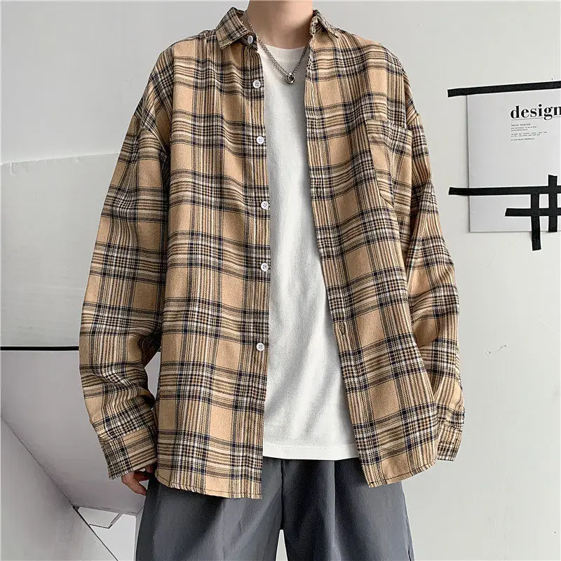 Men Plaid Long Sleeve Shirt Autumn Casual Wear - Image 3