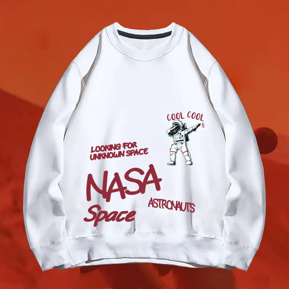 NASA Space Print Crewneck Sweatshirt Yellow