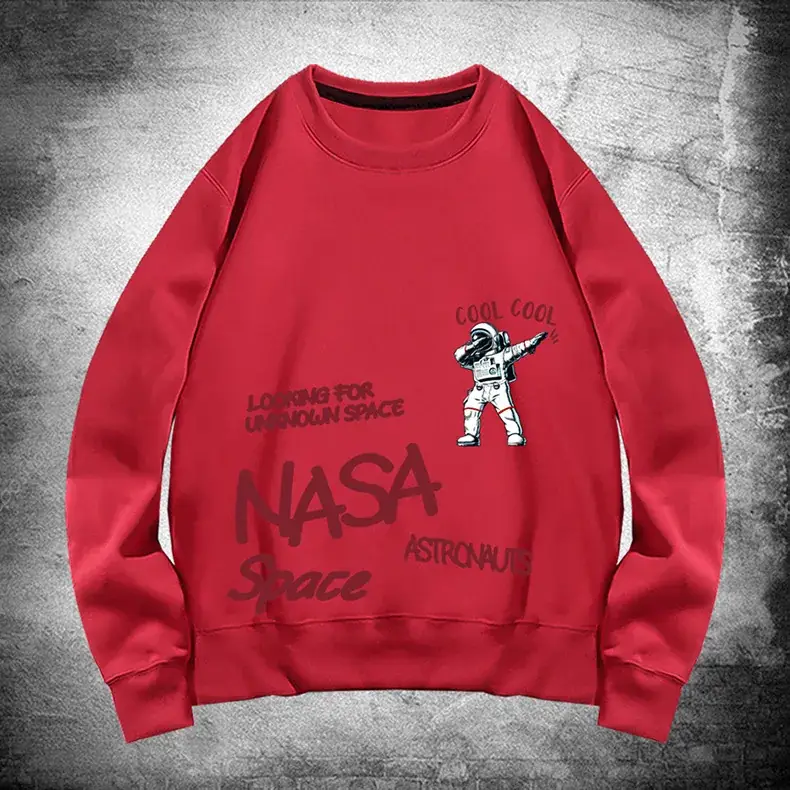 NASA Space Print Crewneck Sweatshirt Yellow