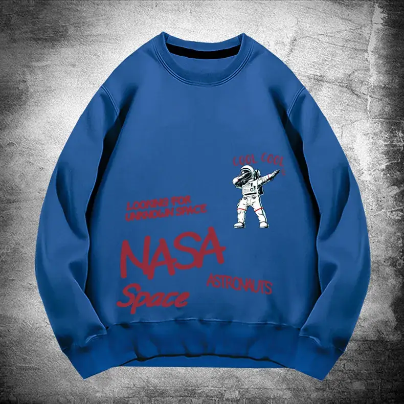 NASA Space Print Crewneck Sweatshirt Yellow