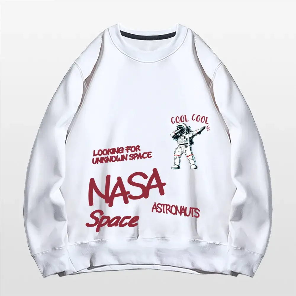 NASA Space Print Crewneck Sweatshirt Yellow