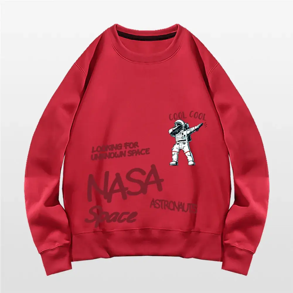 NASA Space Print Crewneck Sweatshirt Yellow