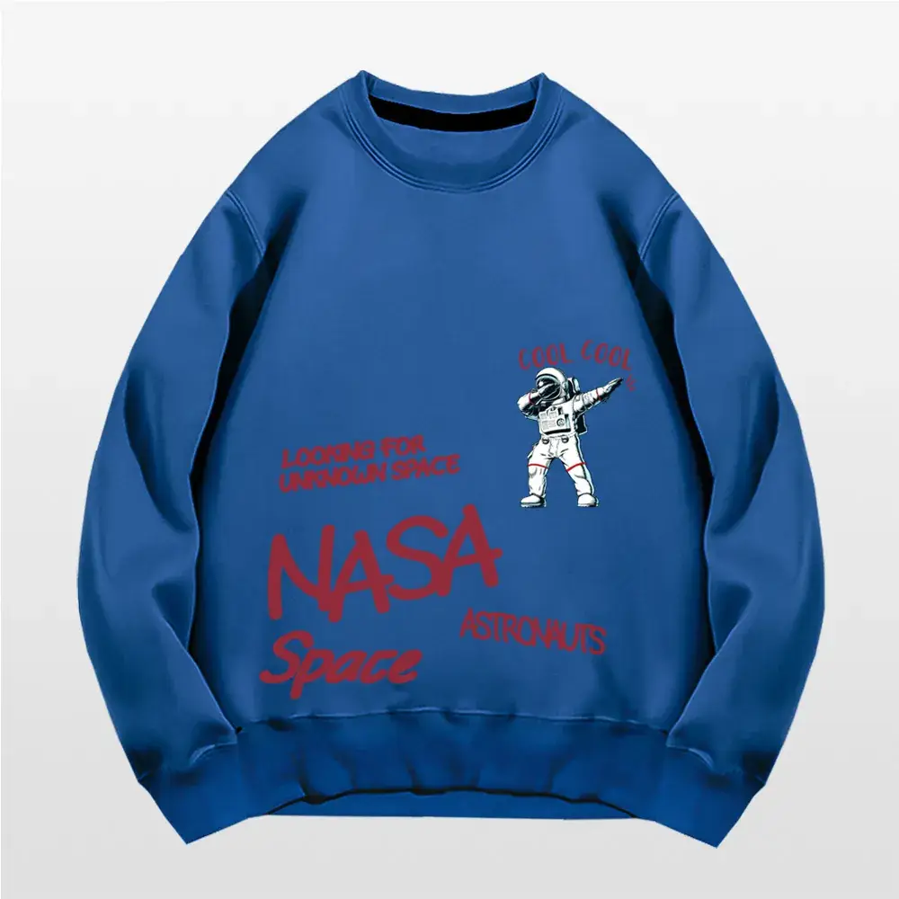 NASA Space Print Crewneck Sweatshirt Yellow