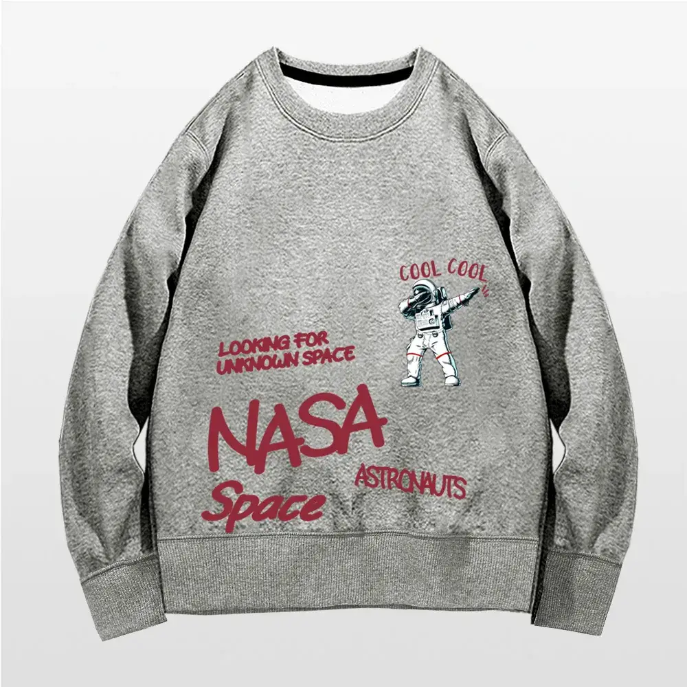 NASA Space Print Crewneck Sweatshirt Yellow