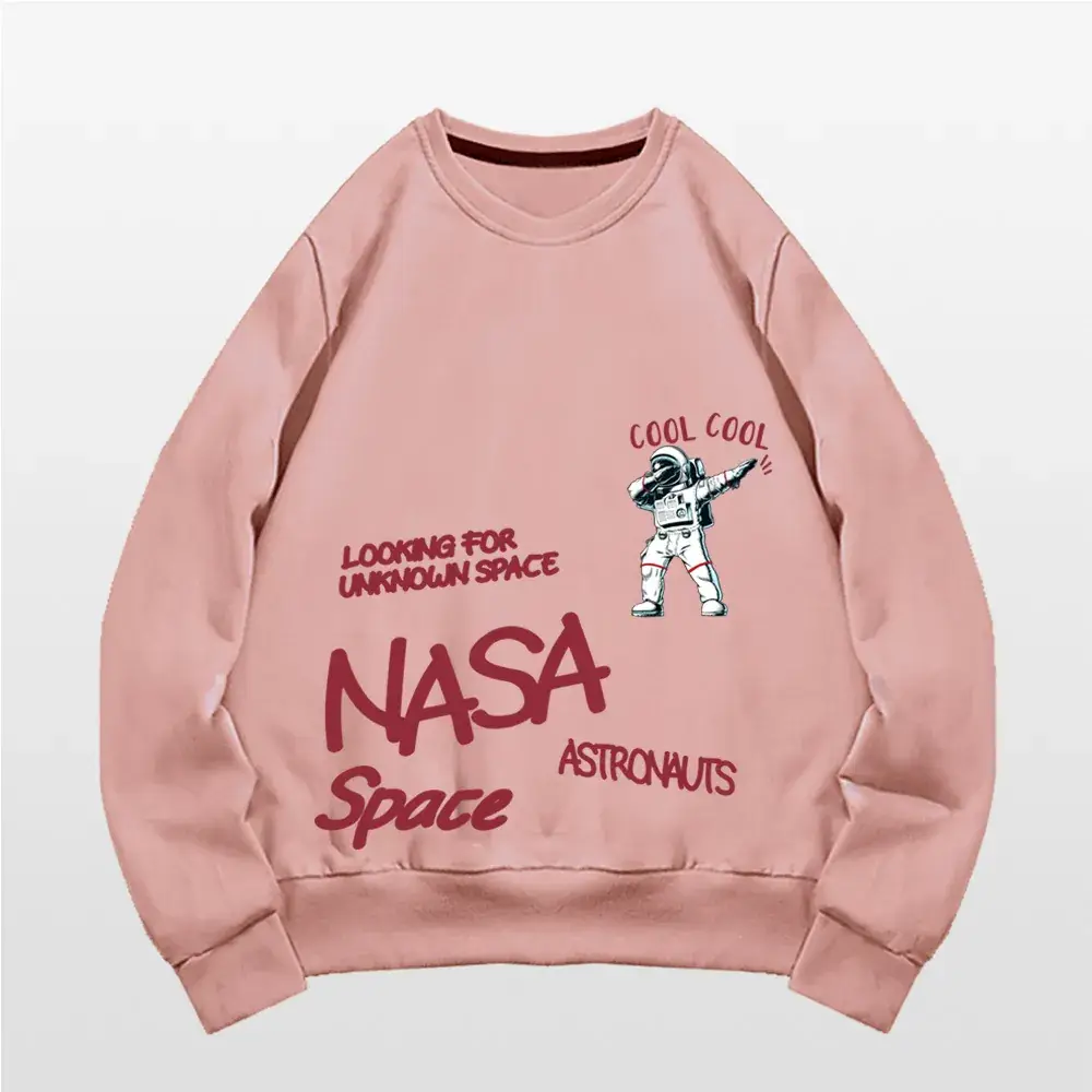 NASA Space Print Crewneck Sweatshirt Yellow
