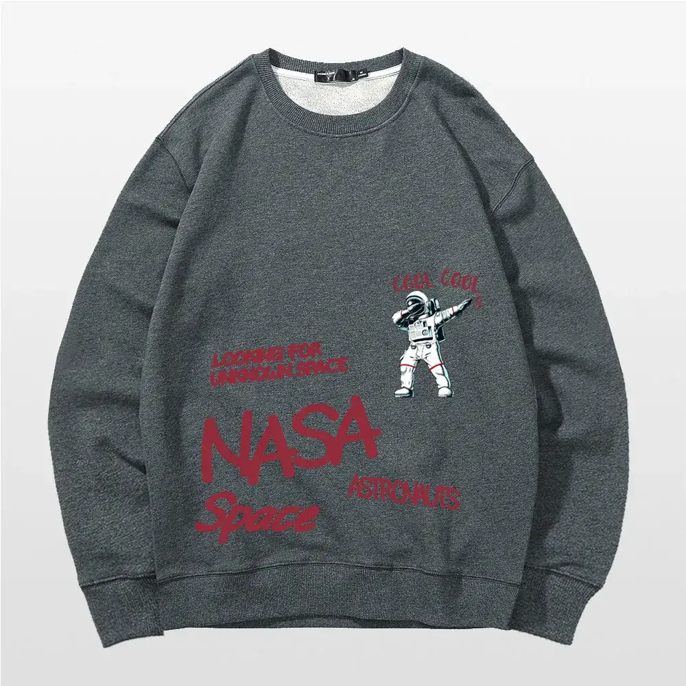 NASA Space Print Crewneck Sweatshirt Yellow
