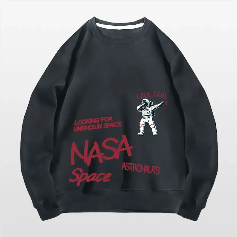 NASA Space Print Crewneck Sweatshirt Yellow