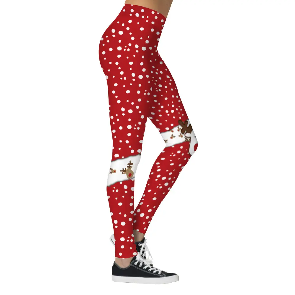 Christmas Dot Printed Sports Pants for Women — feature 5